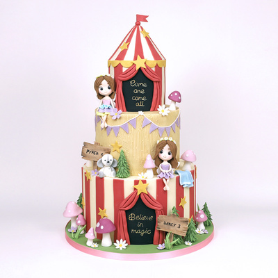 Circus and fairy themed cake
