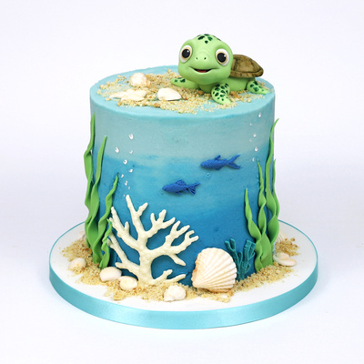 Under the sea turtle cake